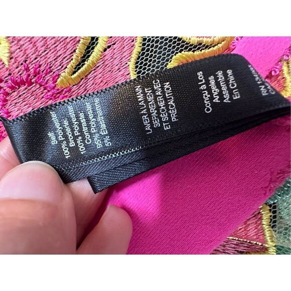 For Love & Lemons size S Lucy Monowire Bra Pink Floral Embroidered Mesh Strappy - Picture 8 of 8